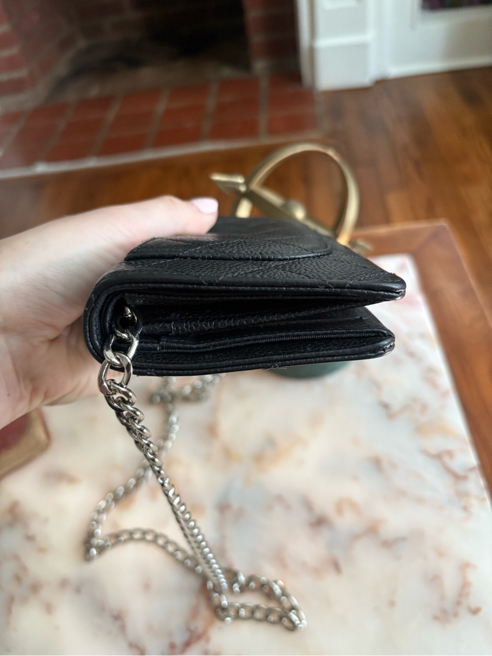 CHANEL Black Silver Hardware Quilted Caviar Leather Chain Crossbody Bag | WOC - Picture 6 of 12